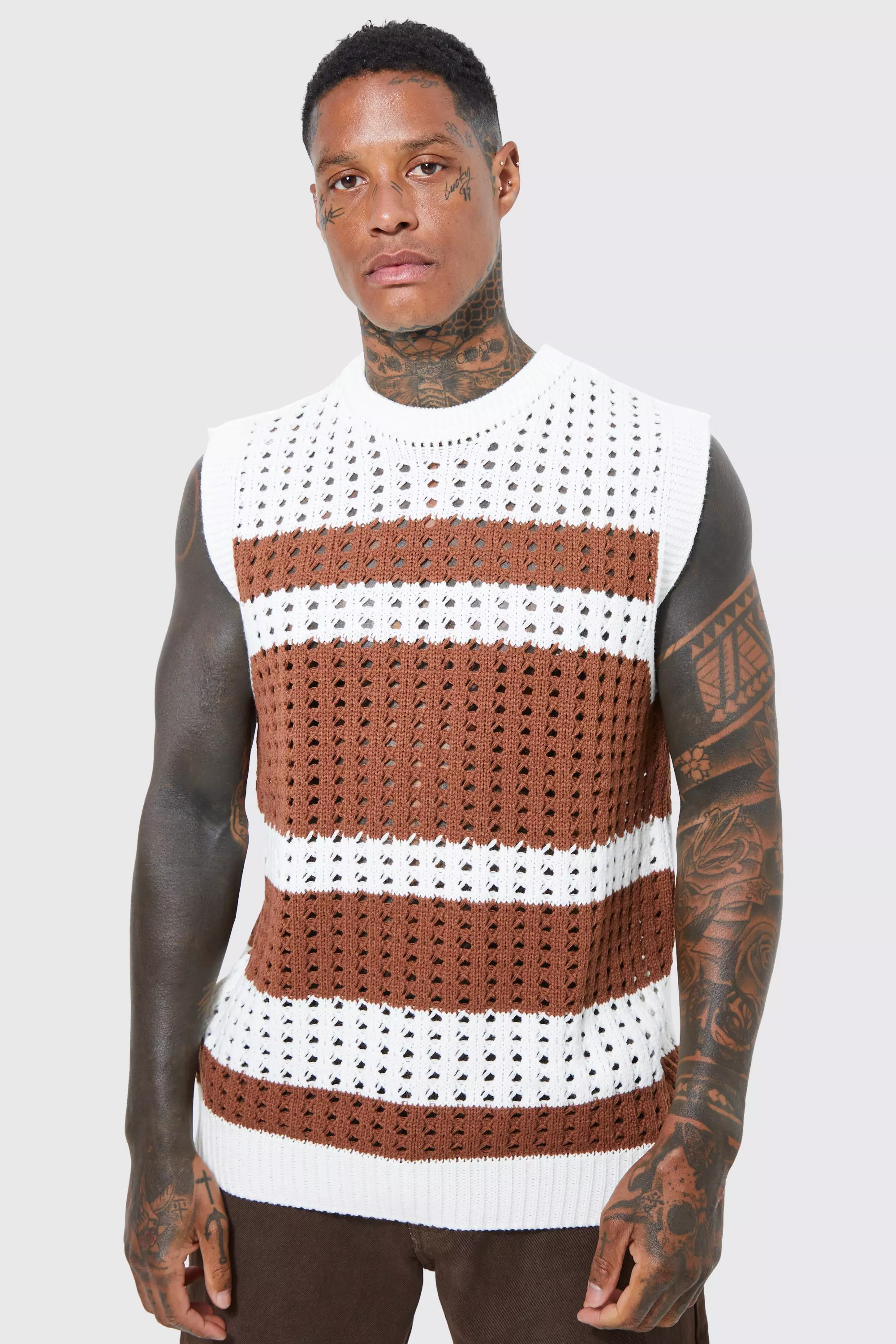 Men's round neck vest sales